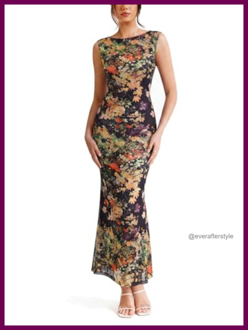 Women's Boat Neck Bodycon Mesh Maxi Dress Sleeveless Formal Cocktail Wedding
